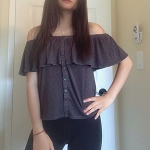 [BRAND NEW] Charcoal grey off the shoulder top!!